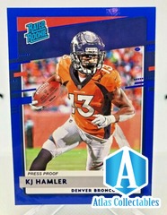 KJ Hamler ROOKIE Card - 2020 Panini Donruss Rated Rookie Blue Press Proof